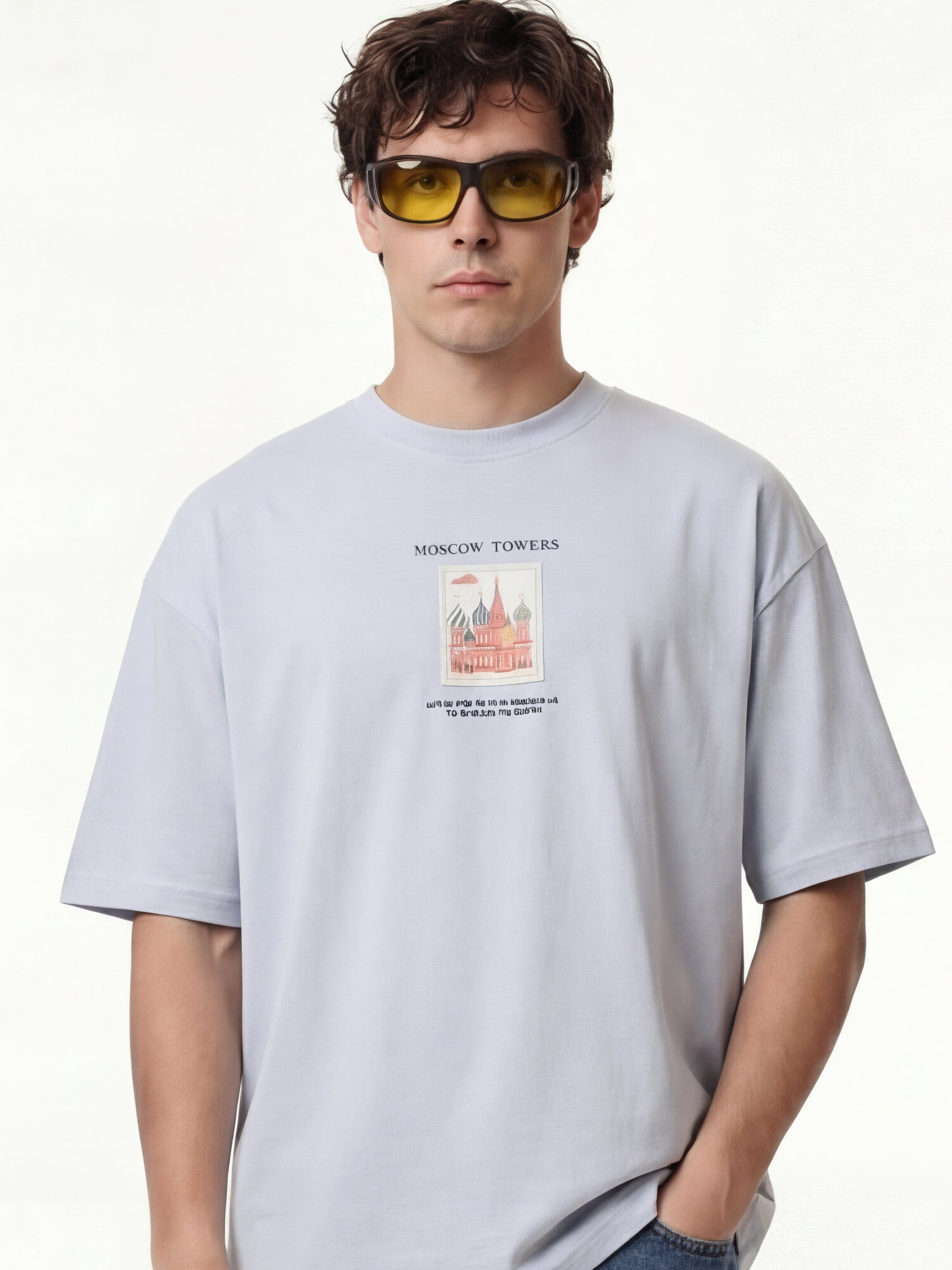 Highlander Men Blue Printed Round Neck Oversized Fit T-Shirt - Blue - Image 3