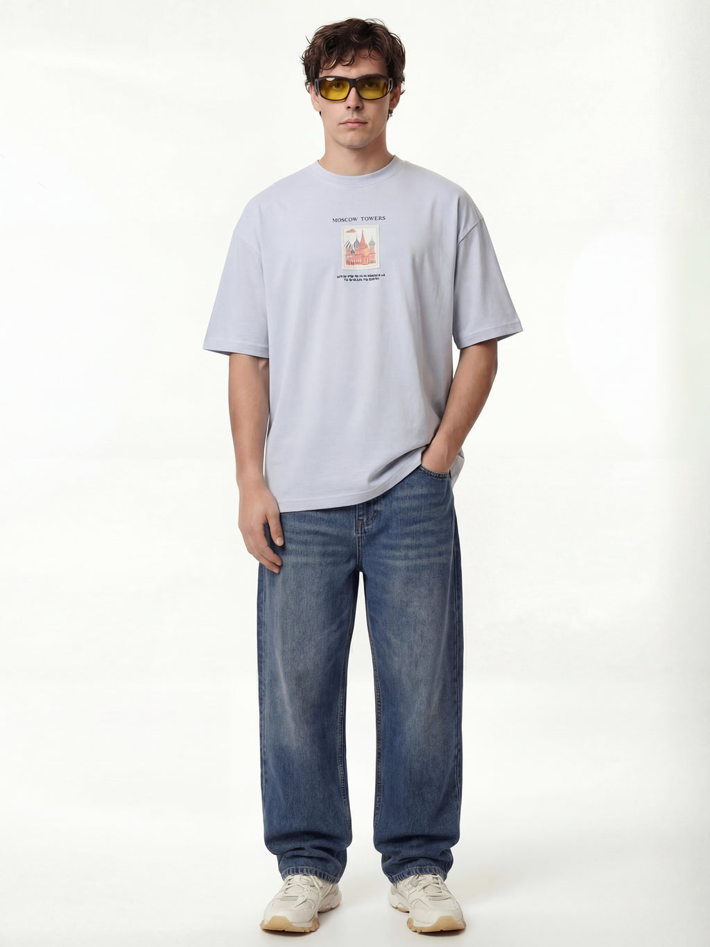 Highlander Men Blue Printed Round Neck Oversized Fit T-Shirt - Blue - Image 4
