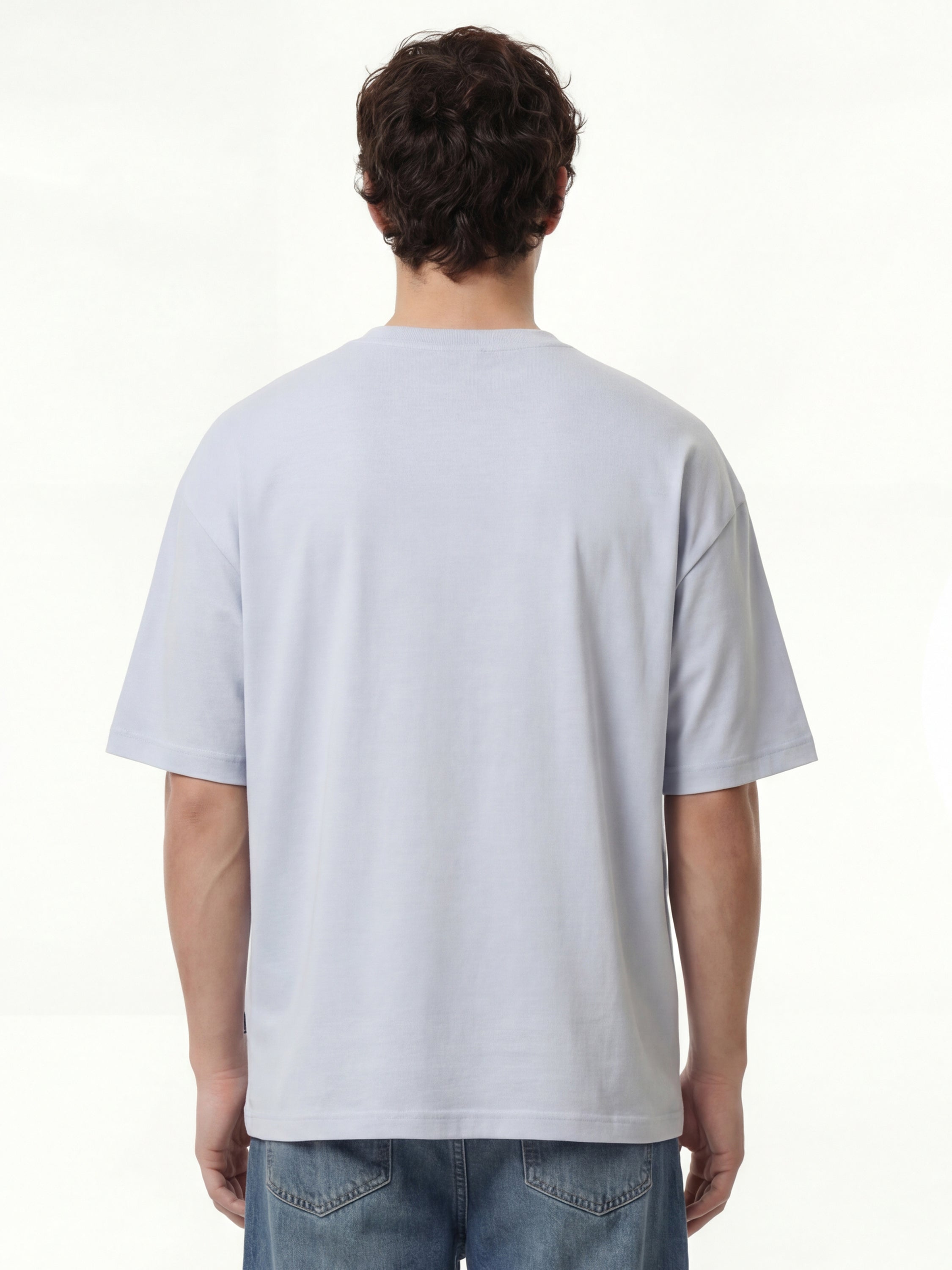 Highlander Men Blue Printed Round Neck Oversized Fit T-Shirt - Blue - Image 5