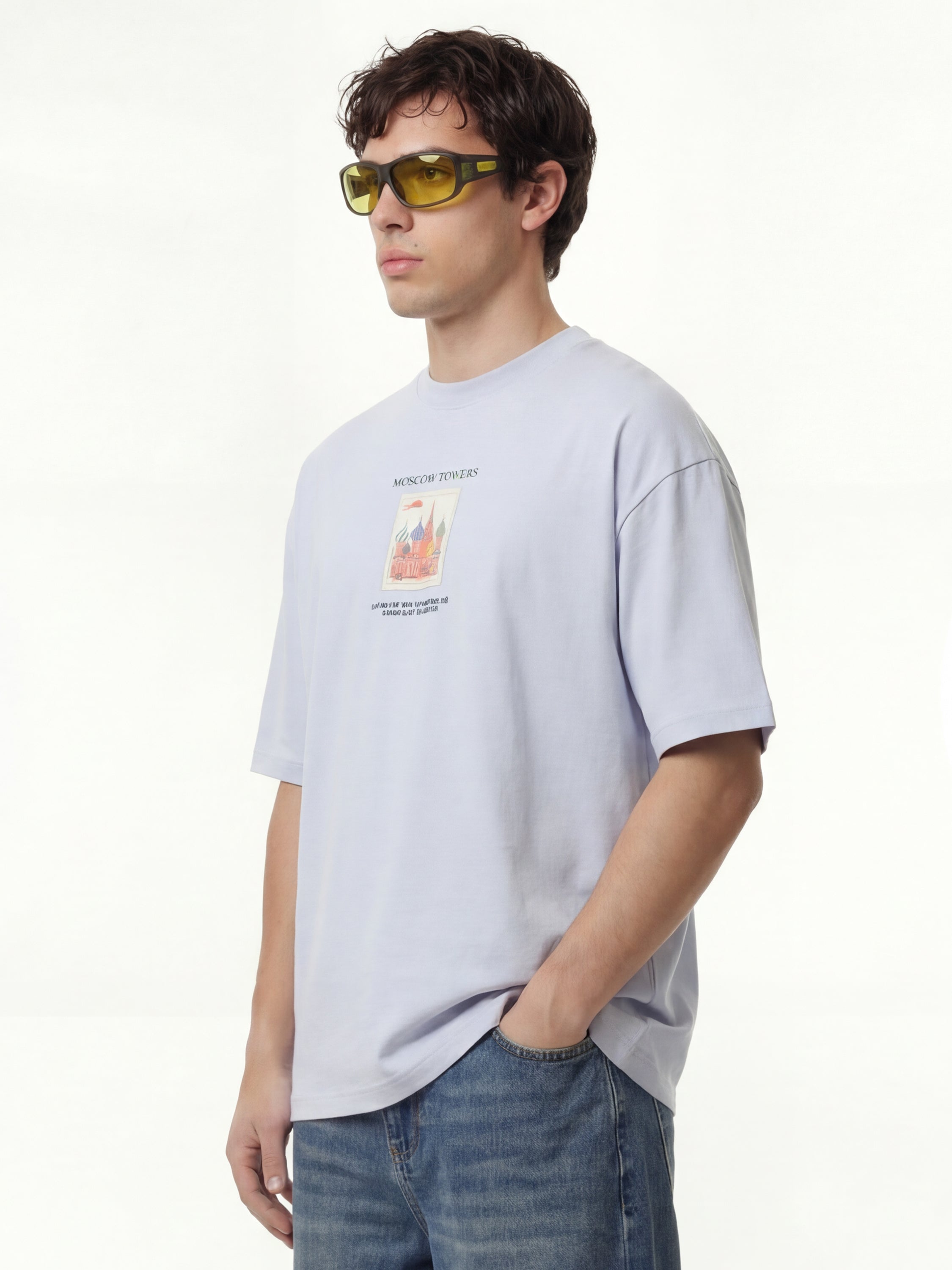 Highlander Men Blue Printed Round Neck Oversized Fit T-Shirt - Blue - Image 6