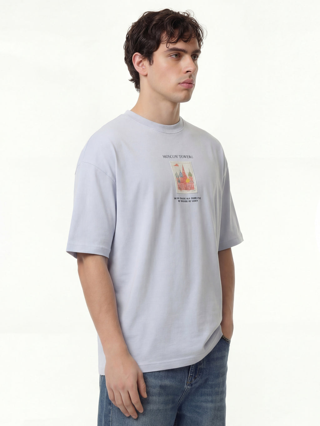 Highlander Men Blue Printed Round Neck Oversized Fit T-Shirt - Blue - Image 7
