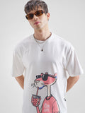 Highlander Men White Printed Round Neck Oversized Fit T-Shirt - White - Image 1