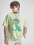 Highlander Men Green Printed Round Neck Oversized Fit T-Shirt - Green - Image 1