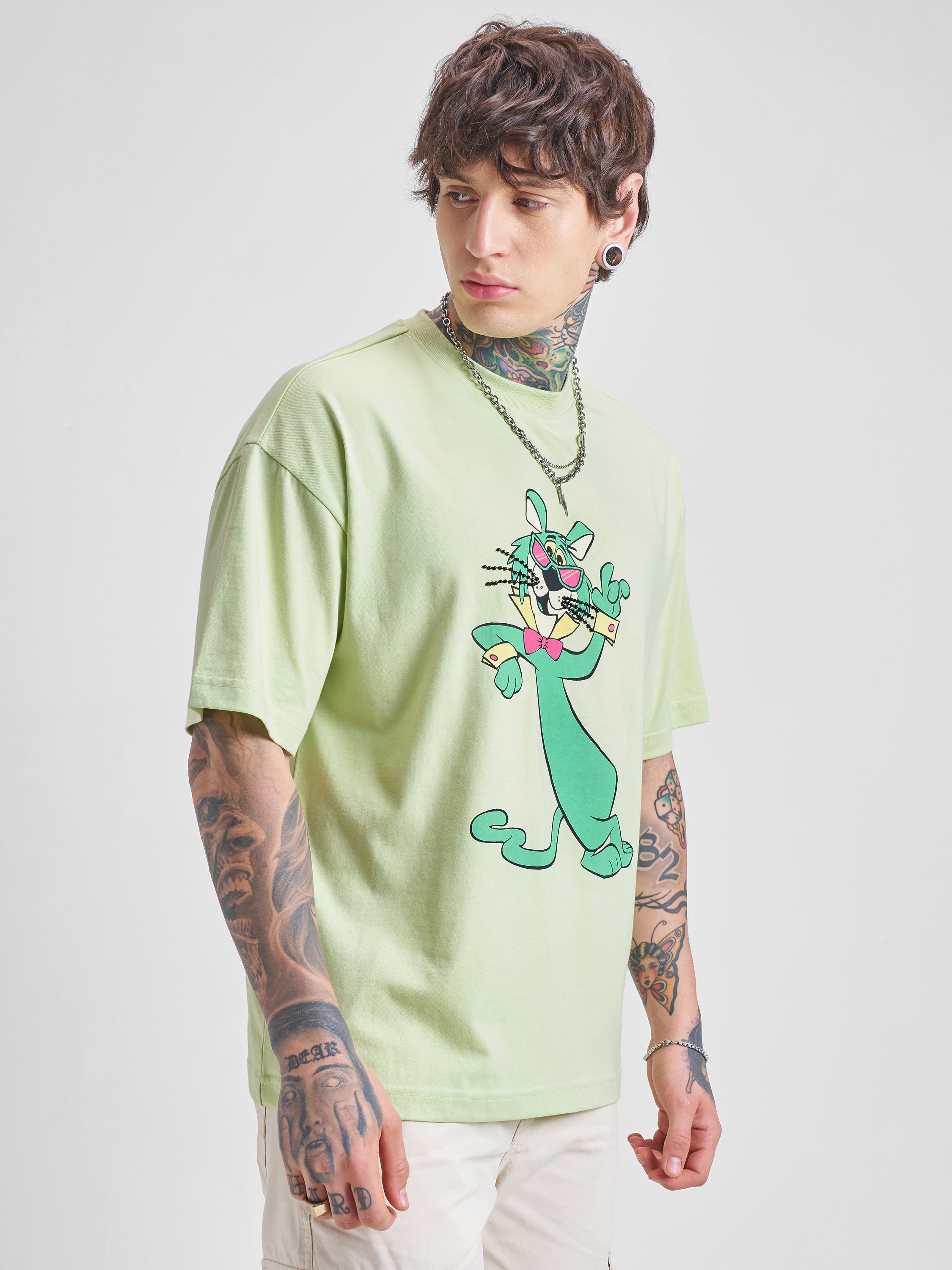 Highlander Men Green Printed Round Neck Oversized Fit T-Shirt - Green - Image 6