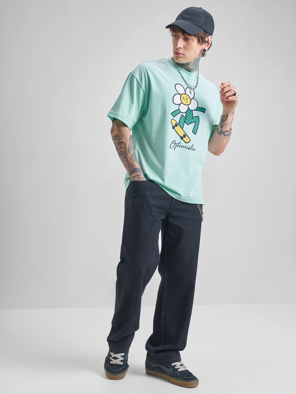 Highlander Men Green Printed Round Neck Oversized Fit T-Shirt - Green - Image 2