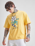 Highlander Men Yellow Printed Round Neck Oversized Fit T-Shirt - Yellow - Image 1