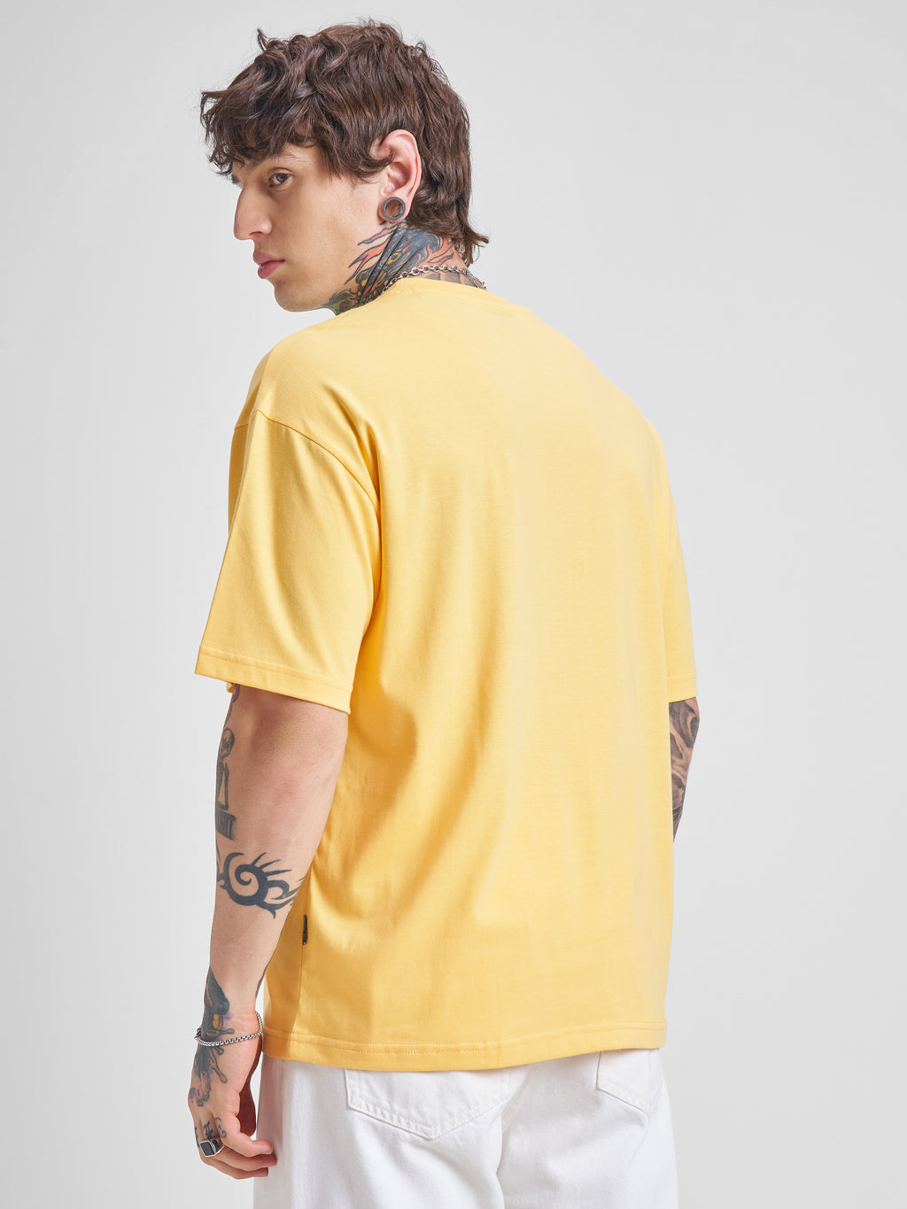 Highlander Men Yellow Printed Round Neck Oversized Fit T-Shirt - Yellow - Image 3