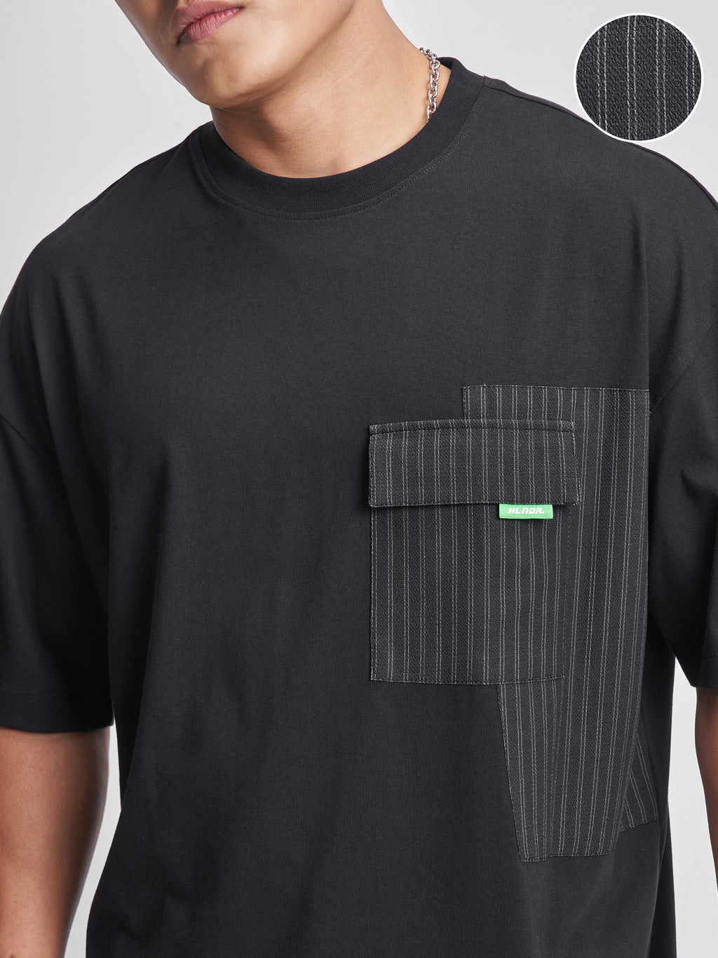 Highlander Men Black Solid Round Neck Oversized Fit T-Shirt - Black - Image 5