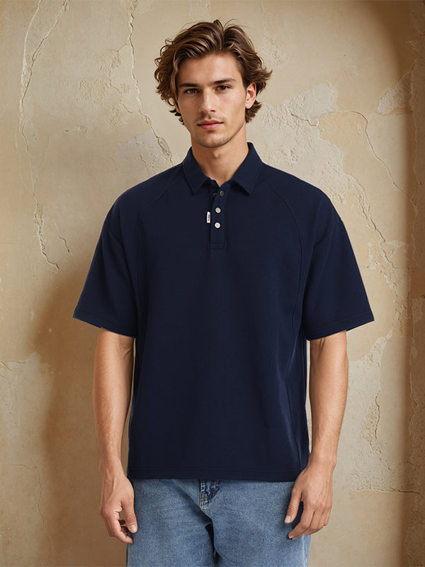 Highlander Men Navy Blue Solid Polo Collar T-Shirt - Navy Blue - Image 7