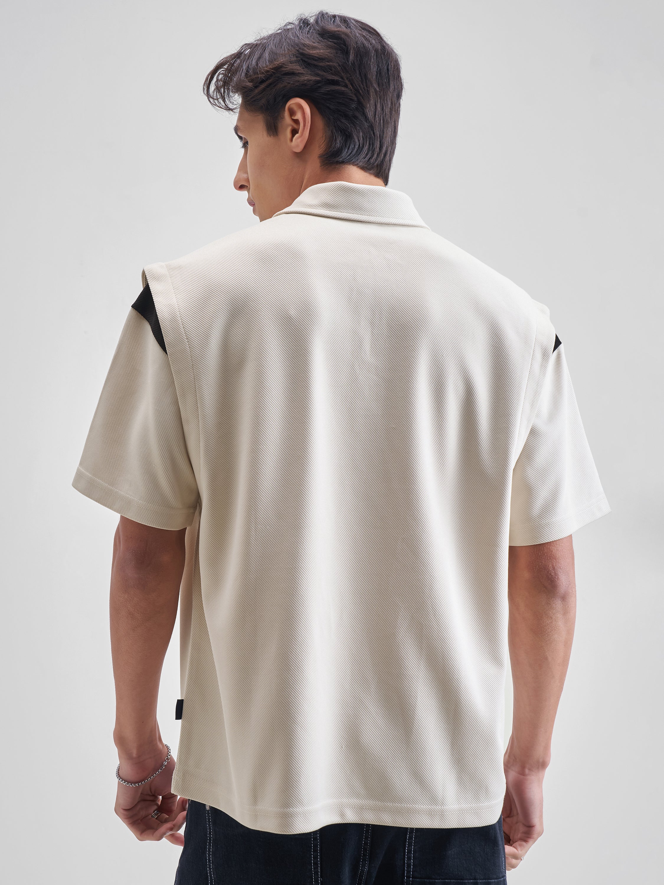 Highlander Men Cream Solid Polo Collar Fit T-Shirt - Cream - Image 3