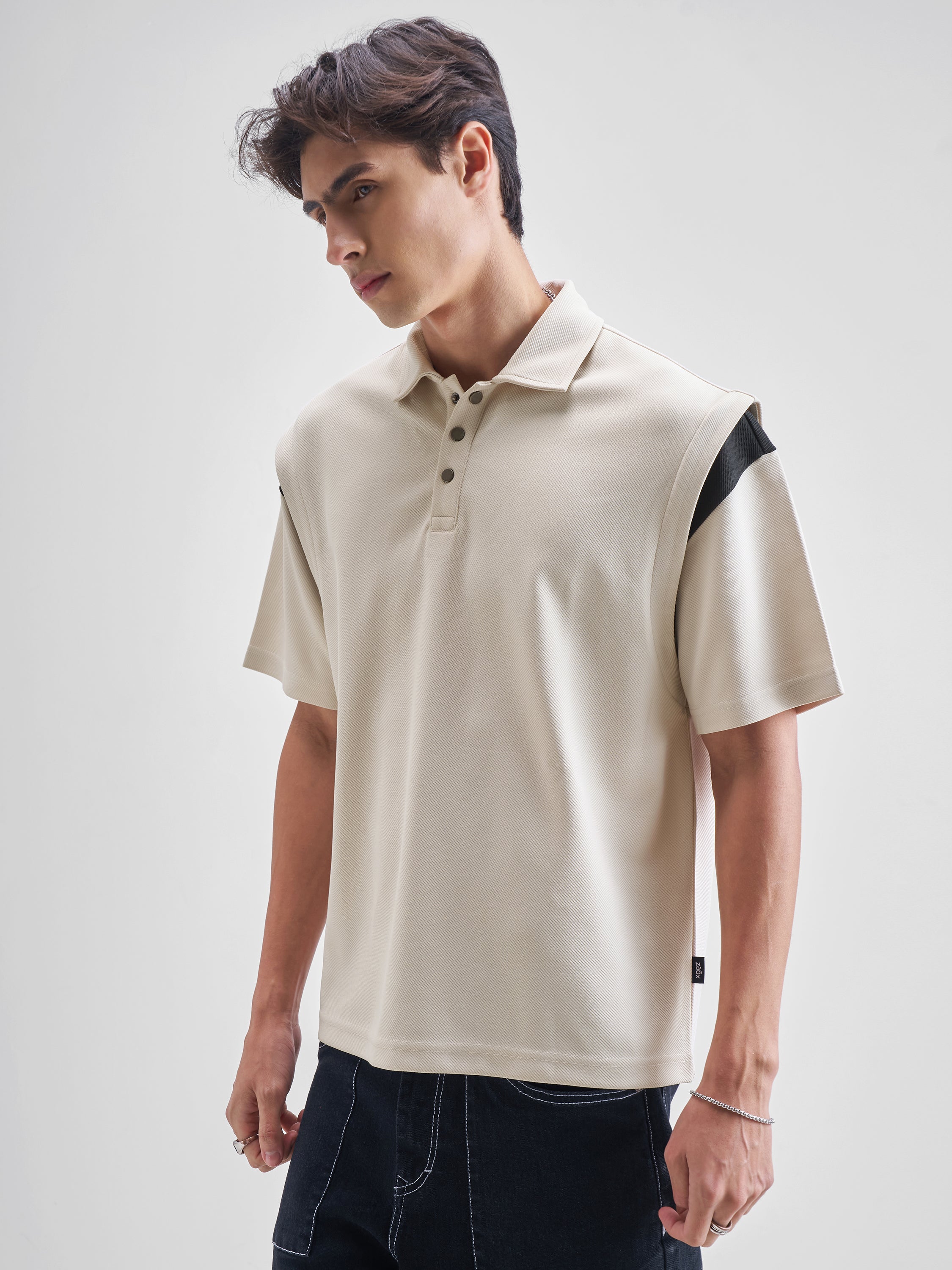 Highlander Men Cream Solid Polo Collar Fit T-Shirt - Cream - Image 4