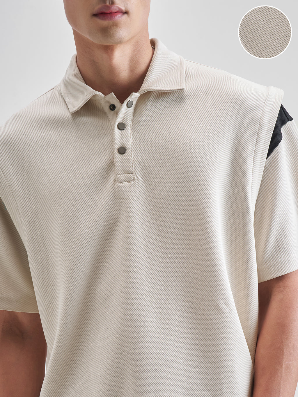 Highlander Men Cream Solid Polo Collar Fit T-Shirt - Cream - Image 5