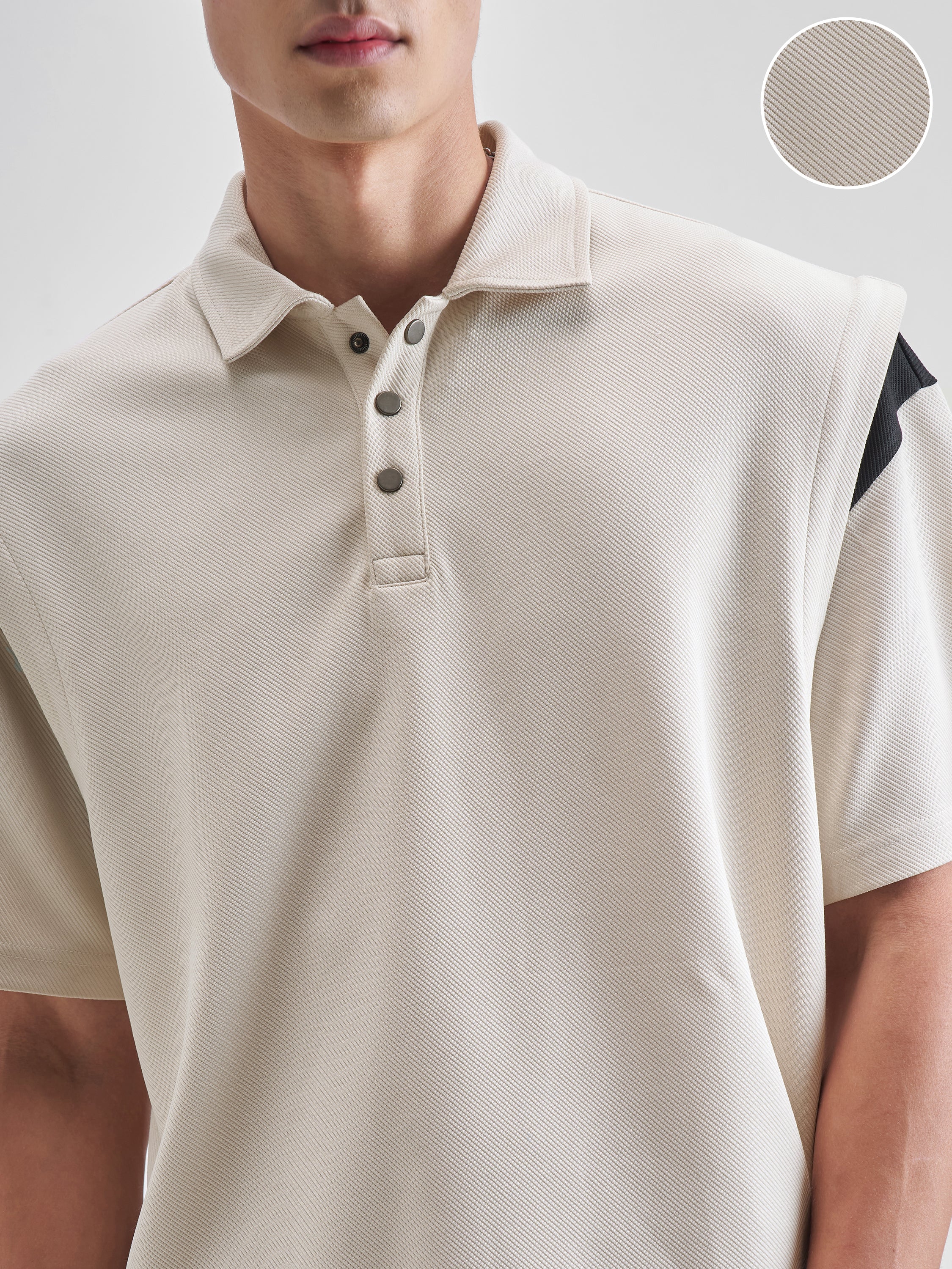 Highlander Men Cream Solid Polo Collar Fit T-Shirt - Cream - Image 5