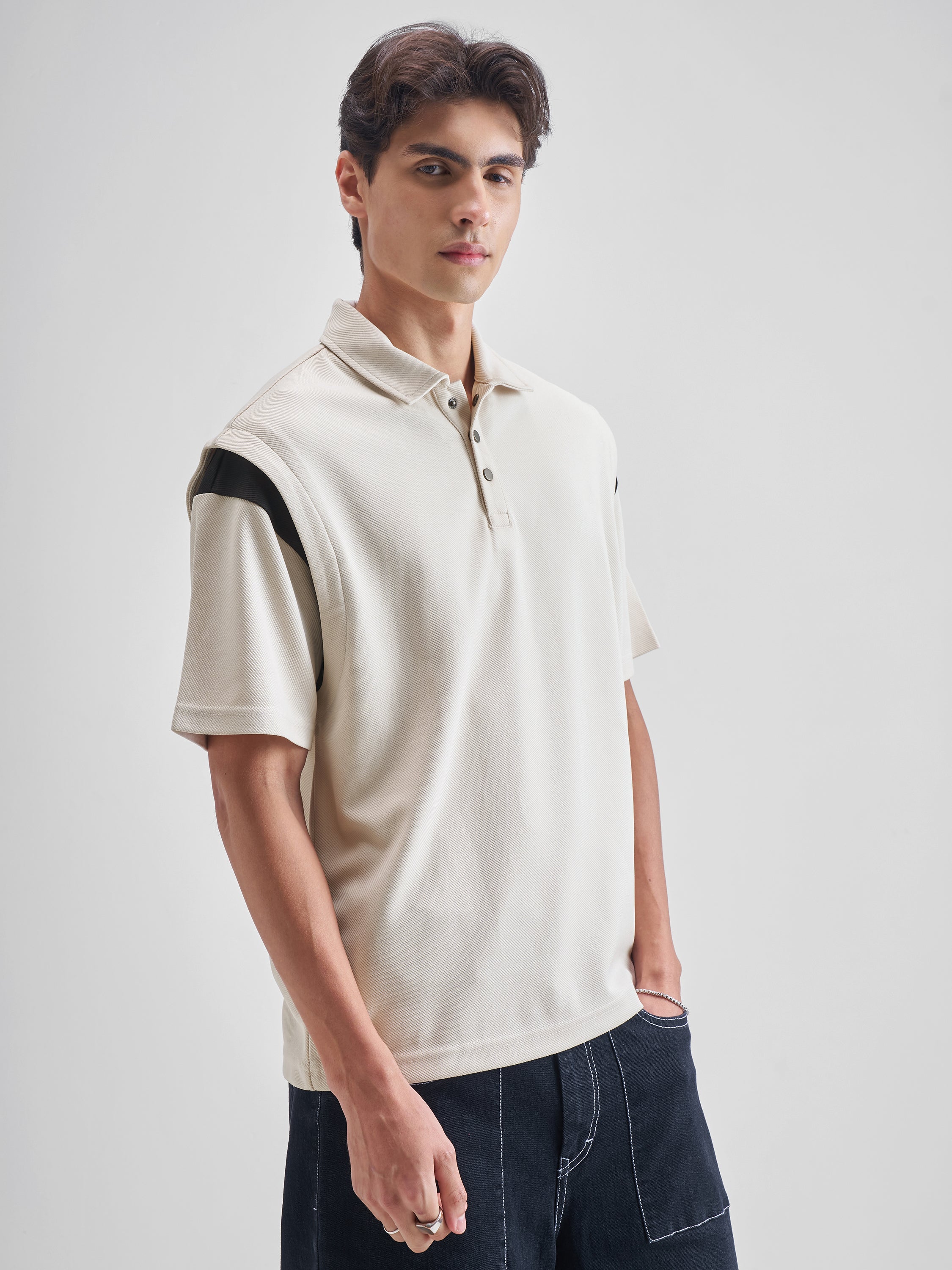 Highlander Men Cream Solid Polo Collar Fit T-Shirt - Cream - Image 6