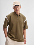 Highlander Men Brown Self Design Polo Collar T-Shirt - Brown - Image 1