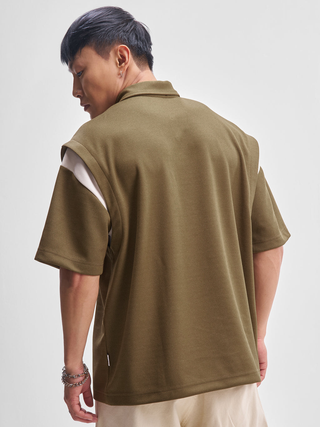 Highlander Men Brown Self Design Polo Collar T-Shirt - Brown - Image 3