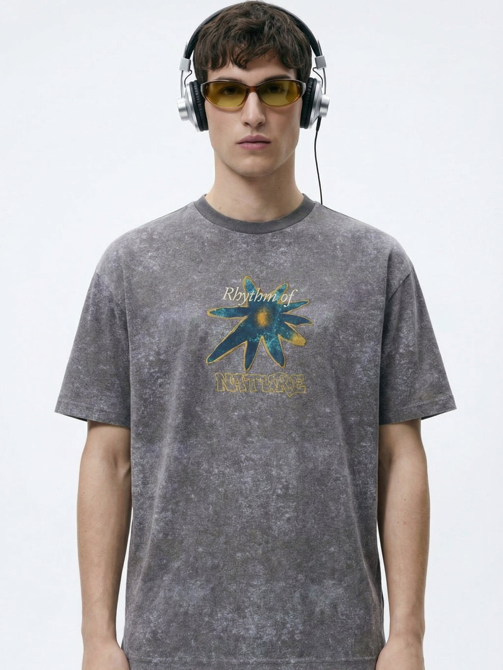 Highlander Men Grey Printed Round Neck Oversized Fit T-Shirt - Grey - Image 3