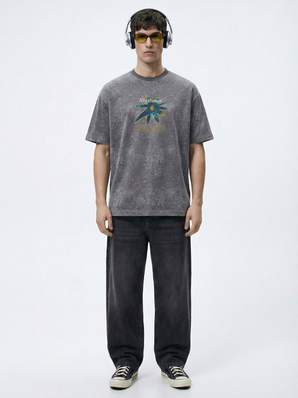 Highlander Men Grey Printed Round Neck Oversized Fit T-Shirt - Grey - Image 4