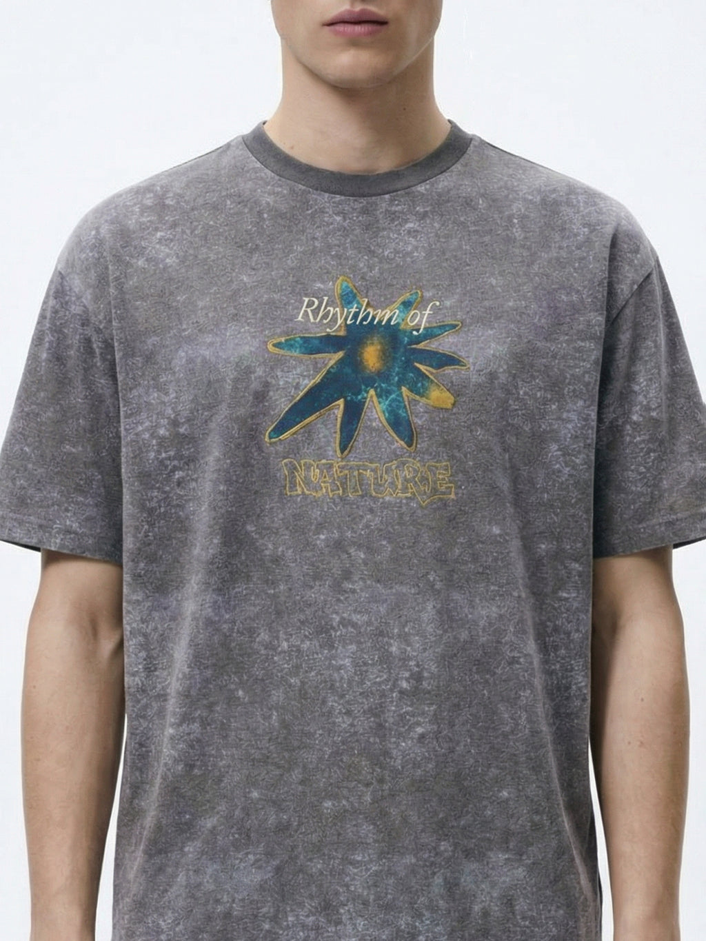 Highlander Men Grey Printed Round Neck Oversized Fit T-Shirt - Grey - Image 7