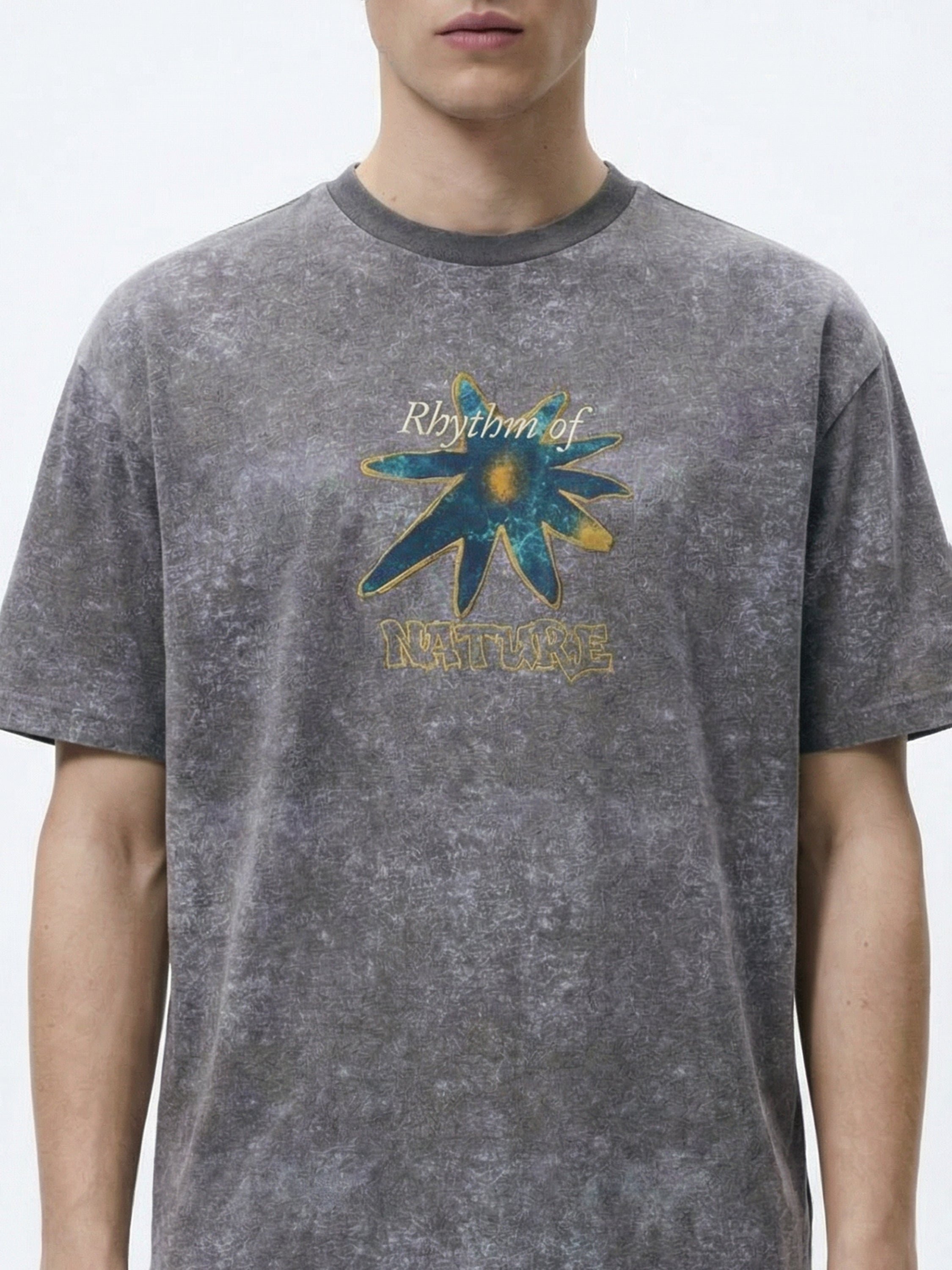 Highlander Men Grey Printed Round Neck Oversized Fit T-Shirt - Grey - Image 7
