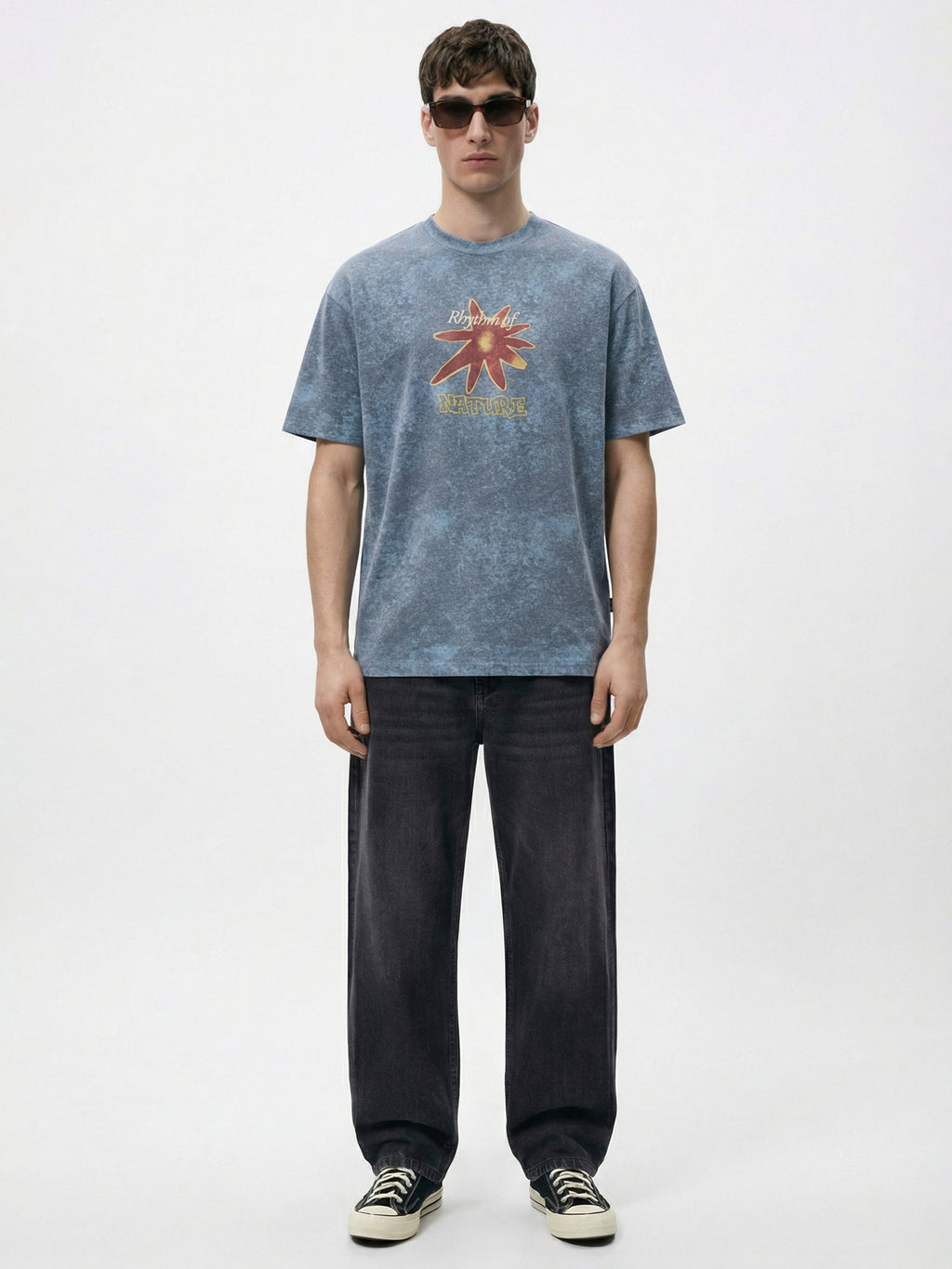 Highlander Men Blue Printed Round Neck Oversized Fit T-Shirt - Blue - Image 4
