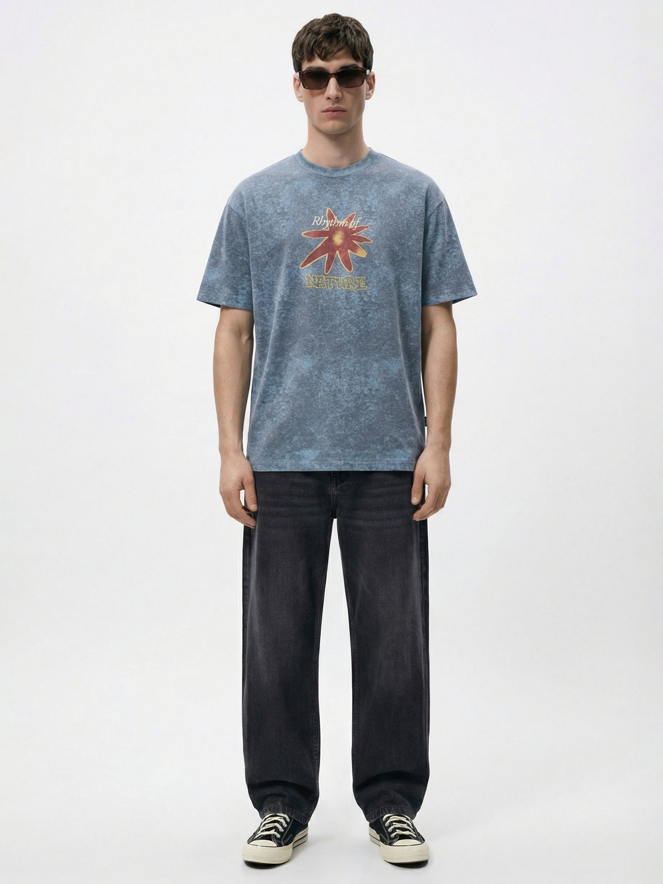 Highlander Men Blue Printed Round Neck Oversized Fit T-Shirt - Blue - Image 4
