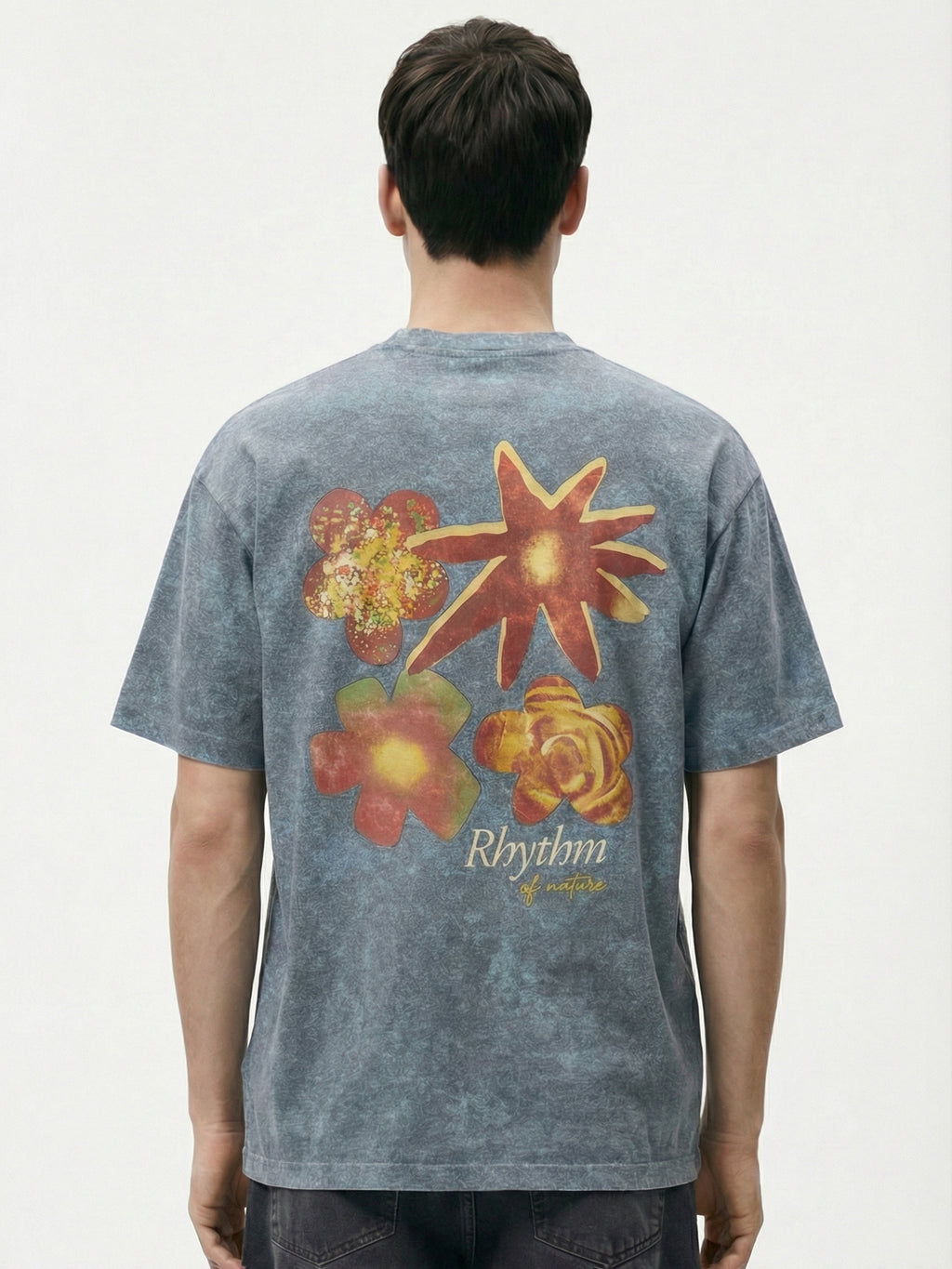 Highlander Men Blue Printed Round Neck Oversized Fit T-Shirt - Blue - Image 5