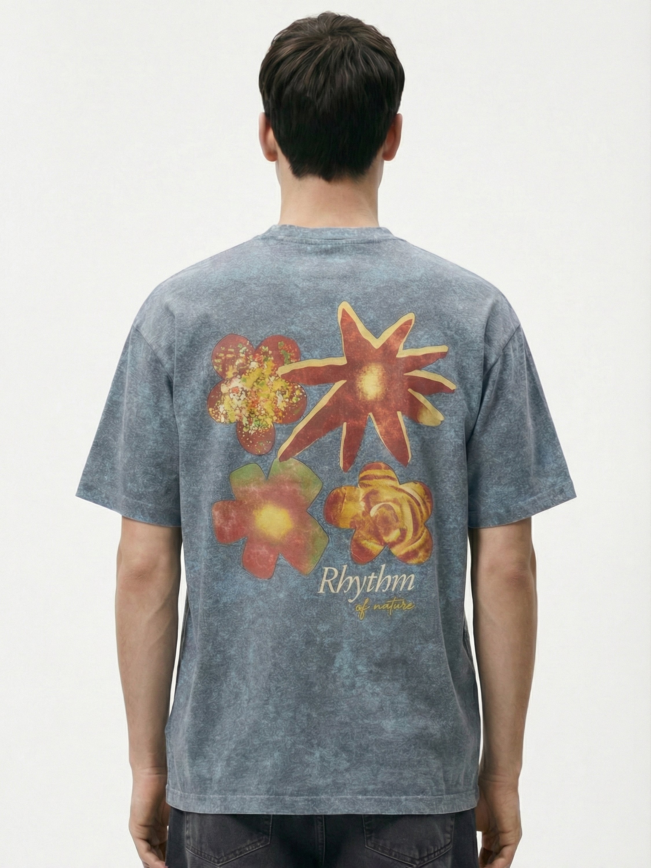 Highlander Men Blue Printed Round Neck Oversized Fit T-Shirt - Blue - Image 5