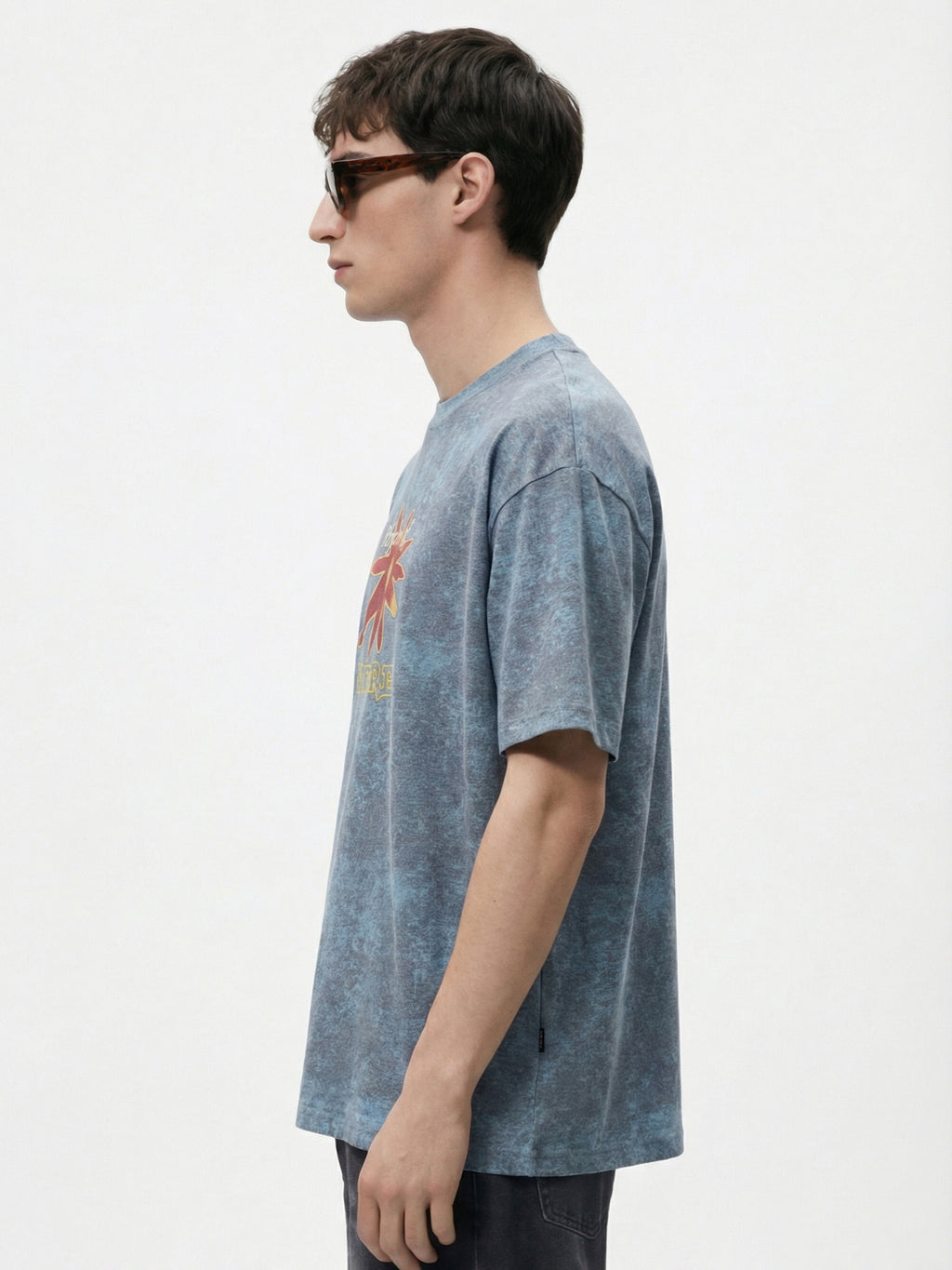 Highlander Men Blue Printed Round Neck Oversized Fit T-Shirt - Blue - Image 6