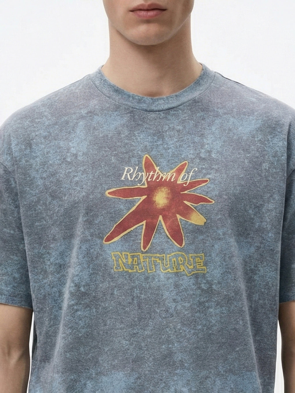 Highlander Men Blue Printed Round Neck Oversized Fit T-Shirt - Blue - Image 7