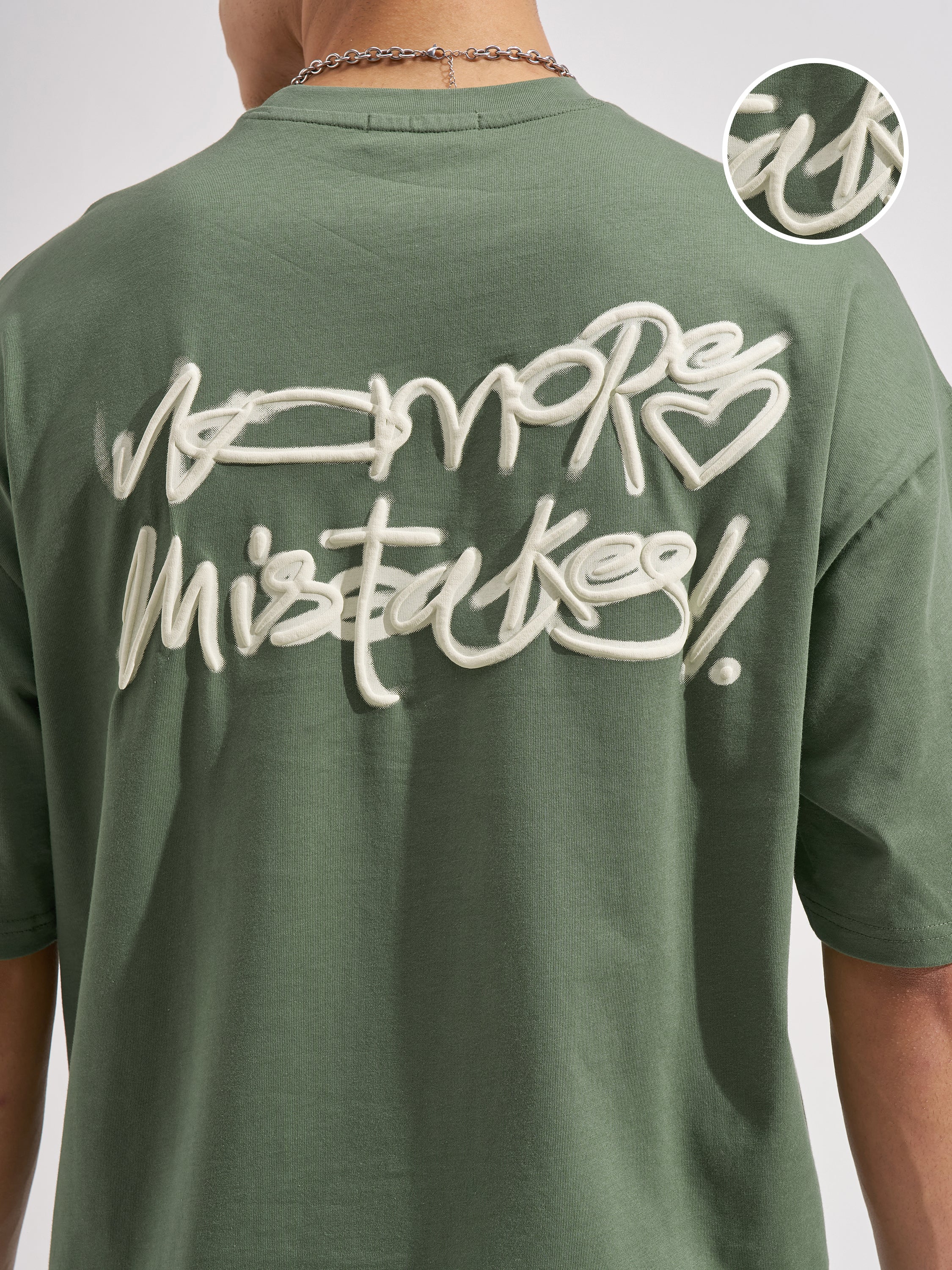 Highlander Men Olive Printed Round Neck Oversized Fit T-Shirt