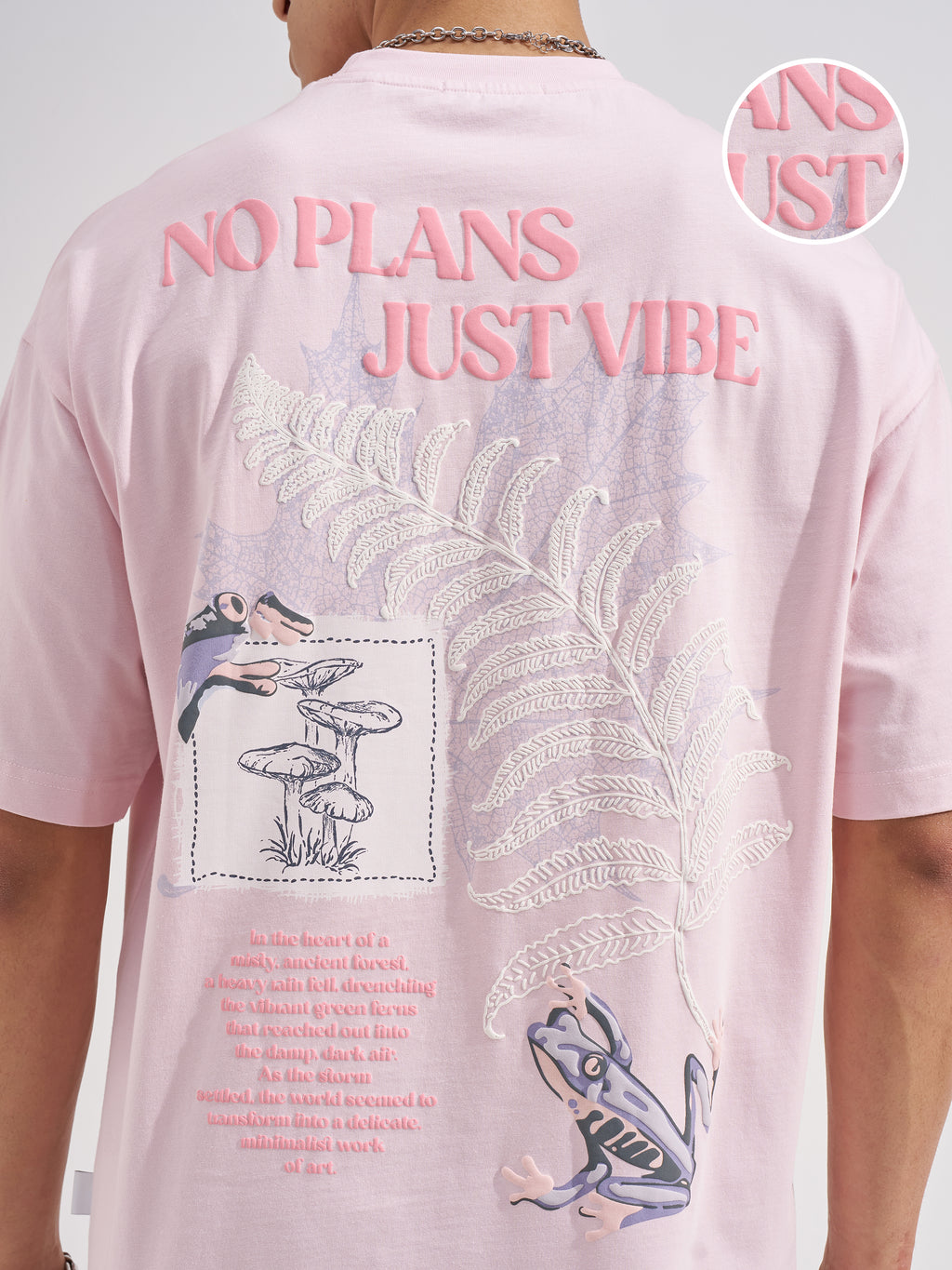 Highlander Men Pink Printed Round Neck Oversized Fit T-Shirt