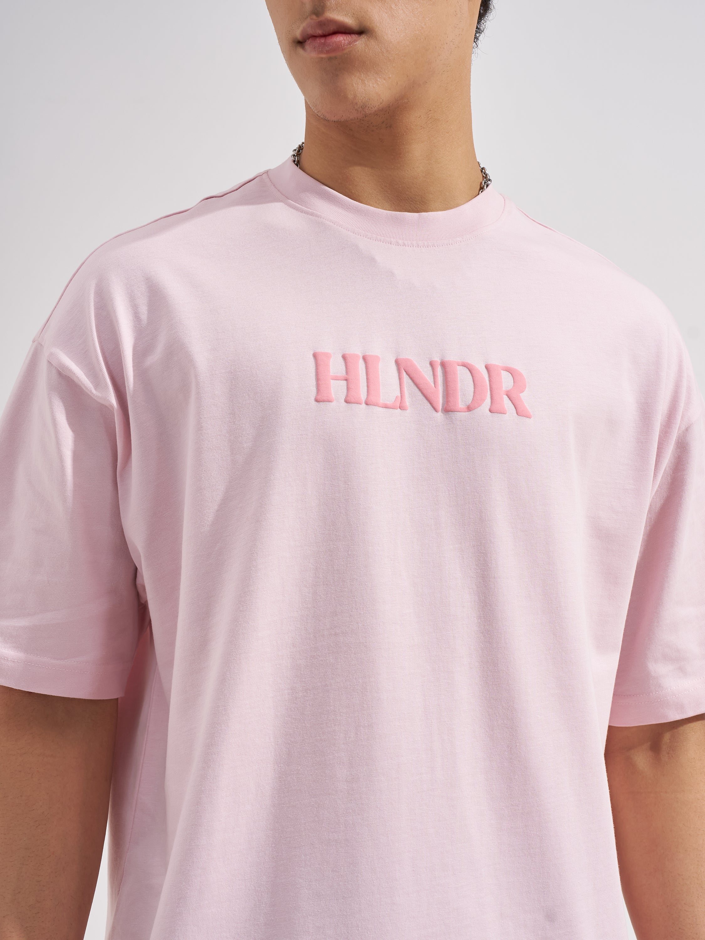 Highlander Men Pink Printed Round Neck Oversized Fit T-Shirt