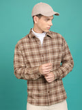Highlander Men Brown Checked Open Front Jacket - Brown - Image 1