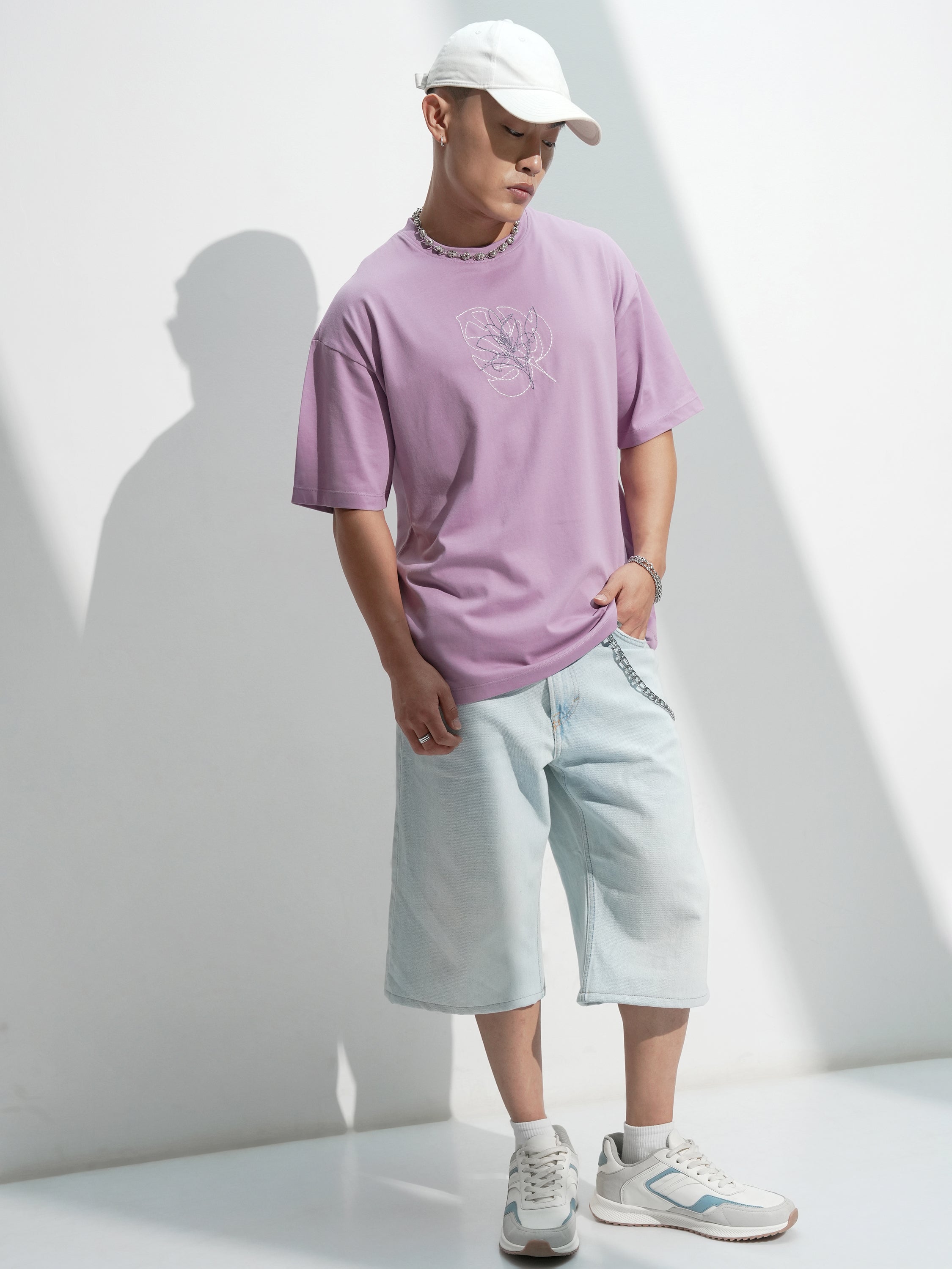 Highlander Men Lavender Embroidered Round Neck T-Shirt - Lavender - Image 2