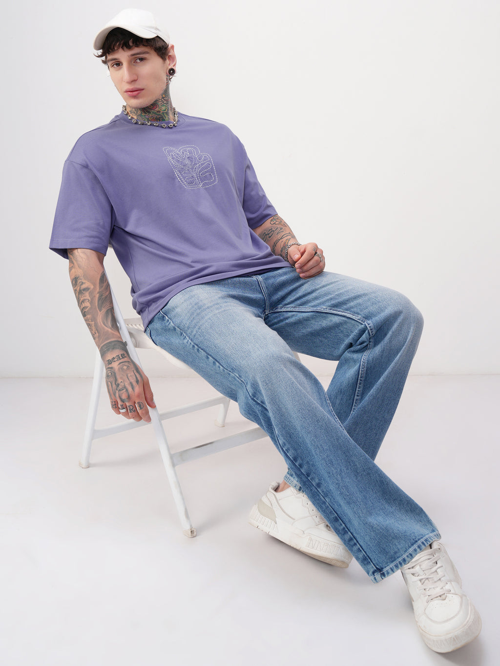 Highlander Men Purple Embroidered Round Neck T-Shirt - Purple - Image 2