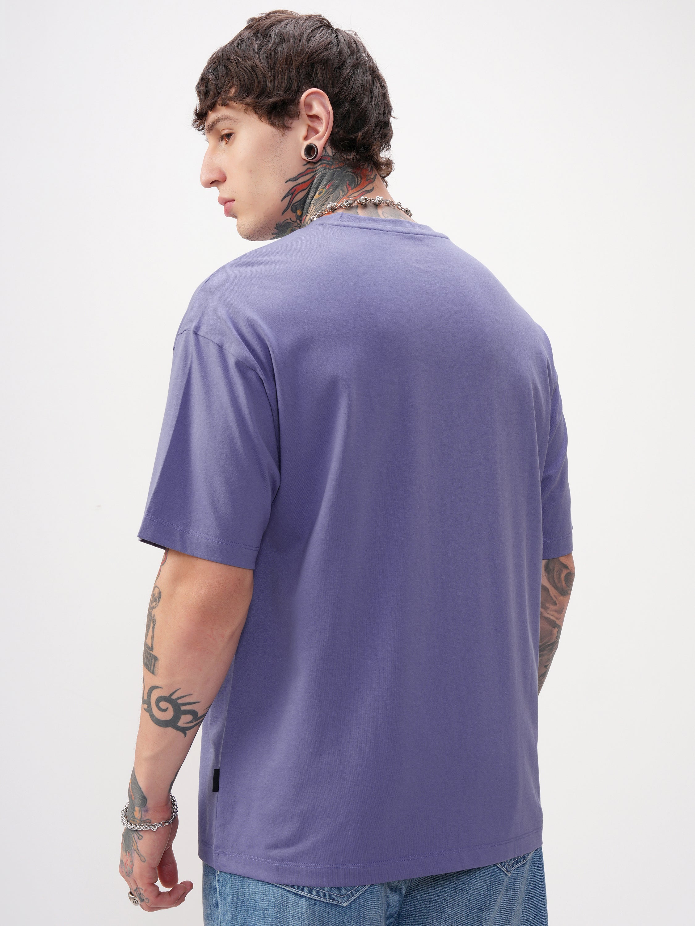 Highlander Men Purple Embroidered Round Neck T-Shirt - Purple - Image 3