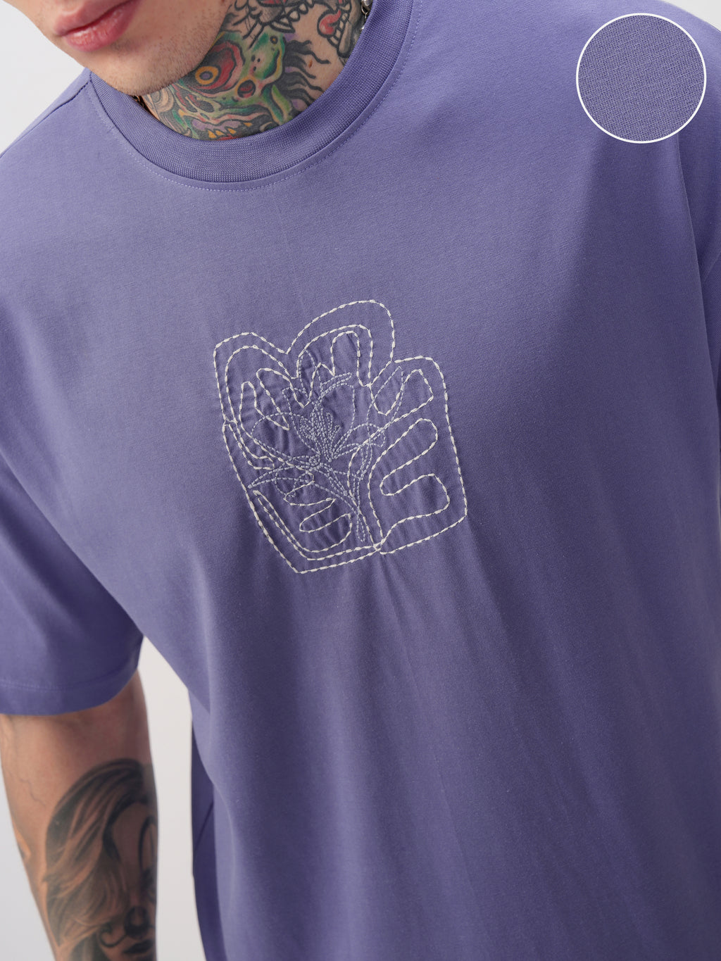 Highlander Men Purple Embroidered Round Neck T-Shirt - Purple - Image 5
