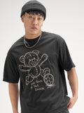Highlander Men Black Embroidered Round Neck T-Shirt - Black - Image 1