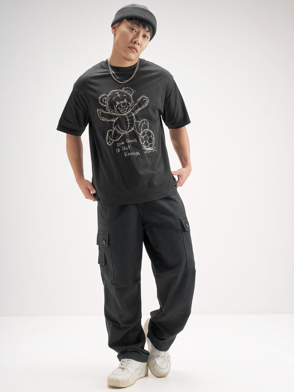 Highlander Men Black Embroidered Round Neck T-Shirt - Black - Image 2