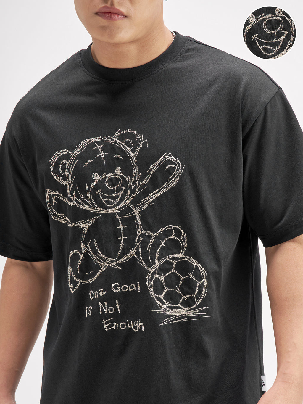 Highlander Men Black Embroidered Round Neck T-Shirt - Black - Image 5