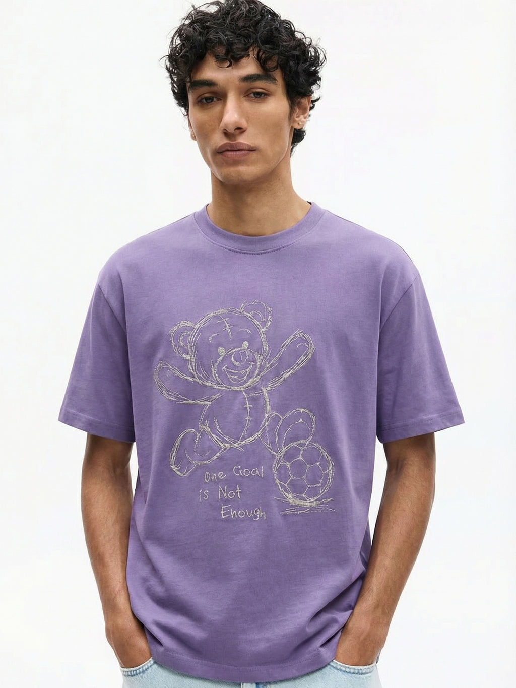 Highlander Men Purple Embroidered Round Neck T-Shirt - Purple - Image 3