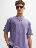 Highlander Men Purple Embroidered Round Neck T-Shirt - Purple - Image 1