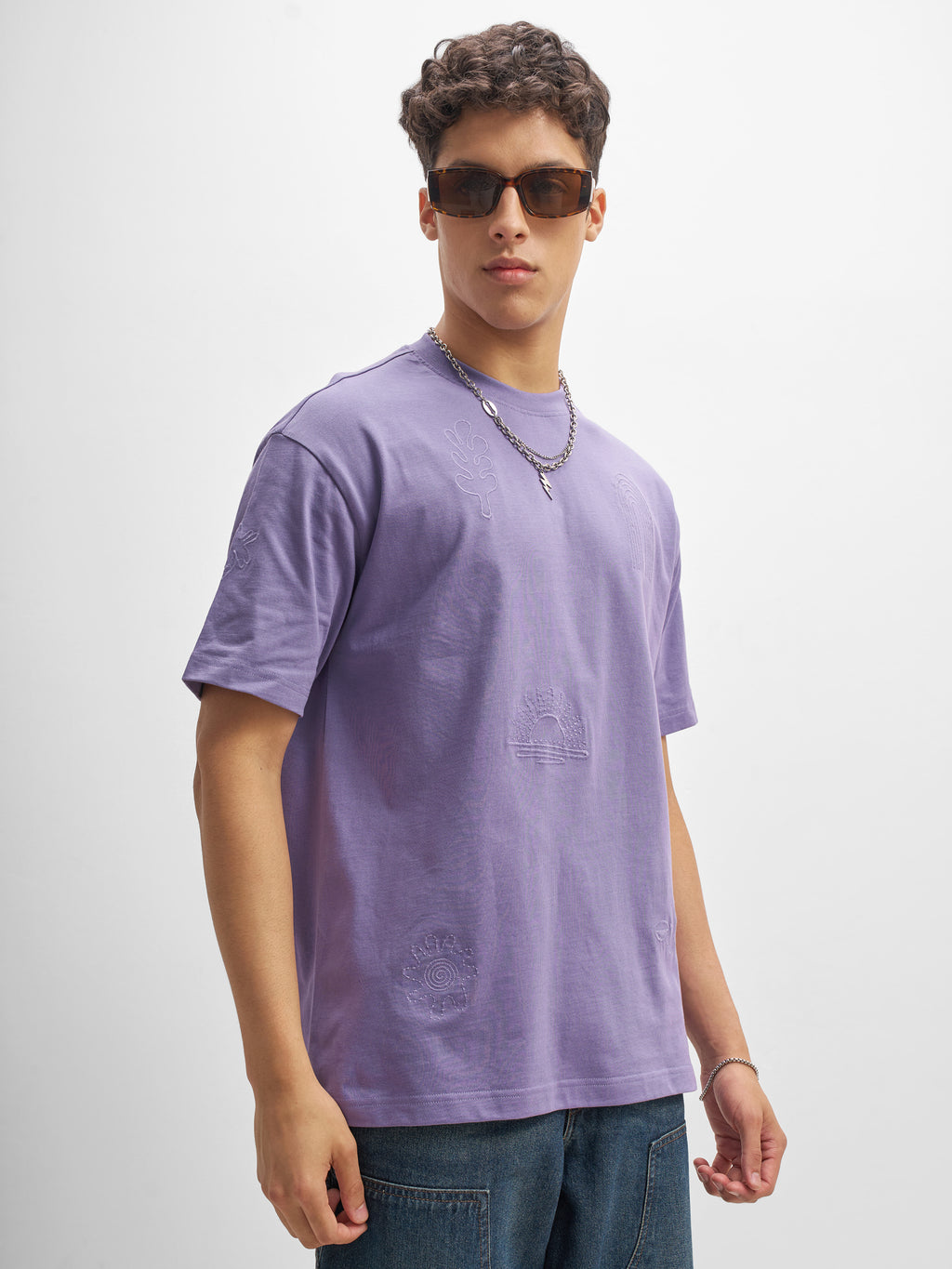 Highlander Men Purple Embroidered Round Neck T-Shirt - Purple - Image 6