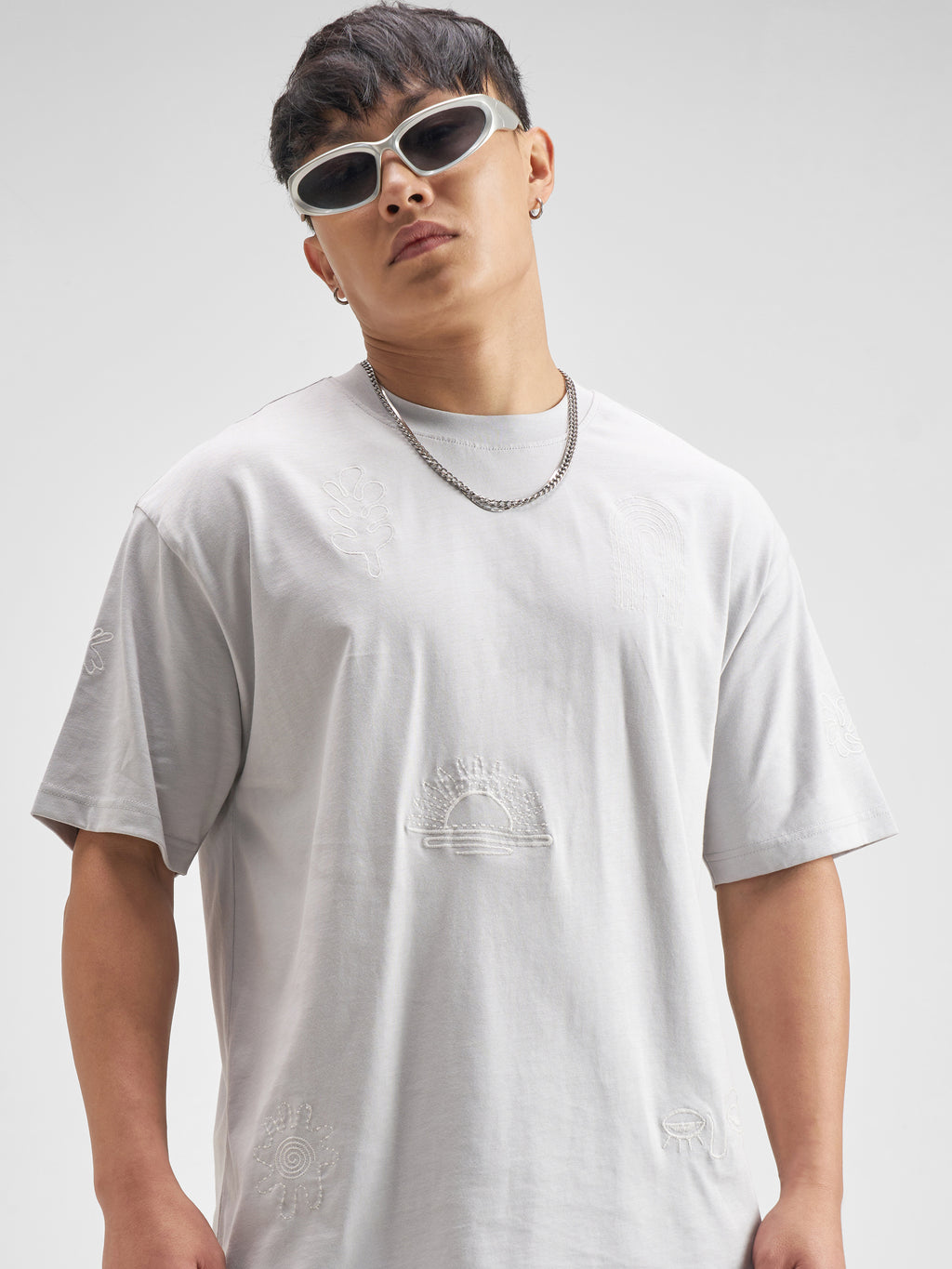 Highlander Men Lavender Embroidered Round Neck T-Shirt - Lavender - Image 1
