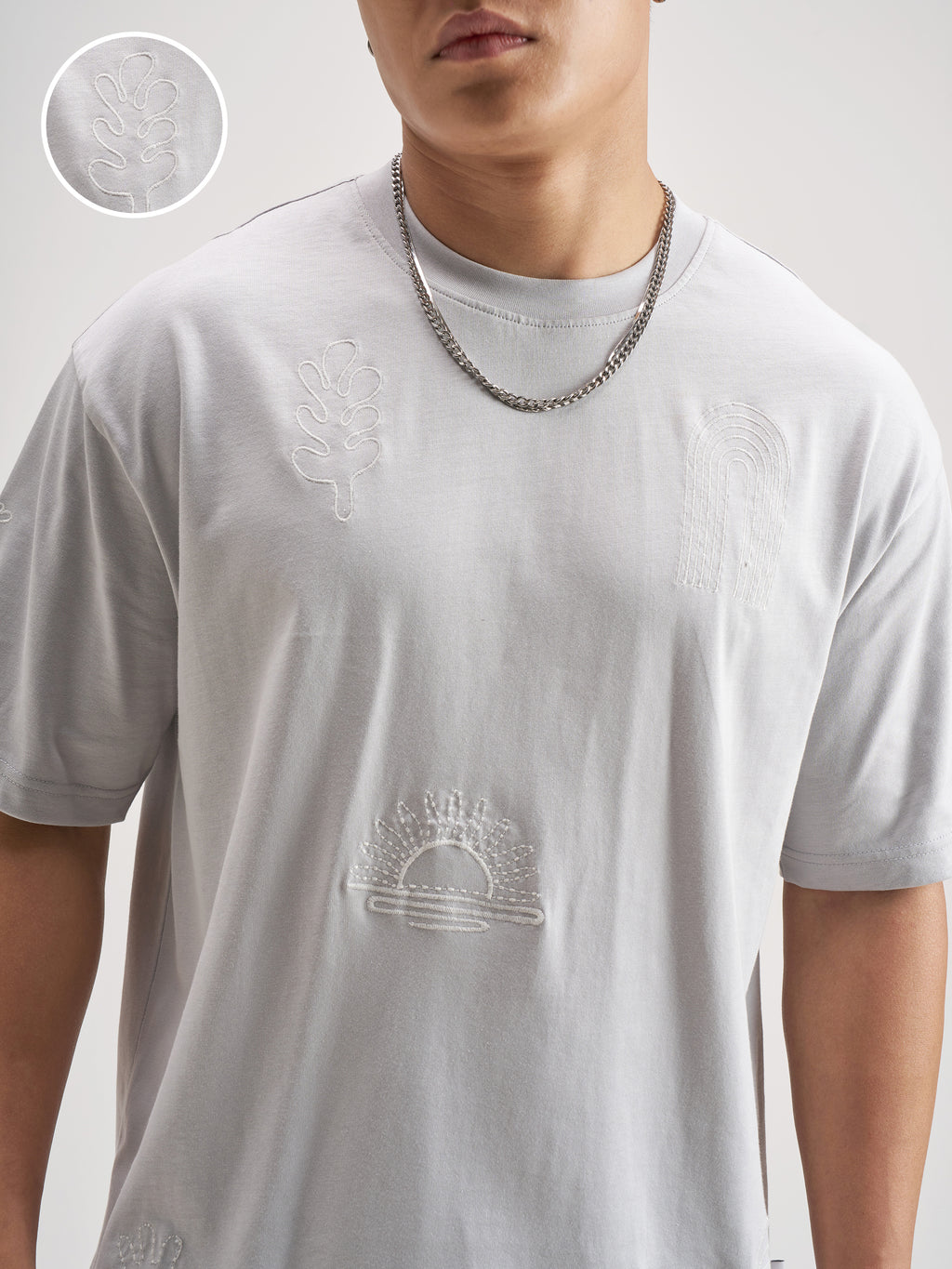 Highlander Men Lavender Embroidered Round Neck T-Shirt - Lavender - Image 5