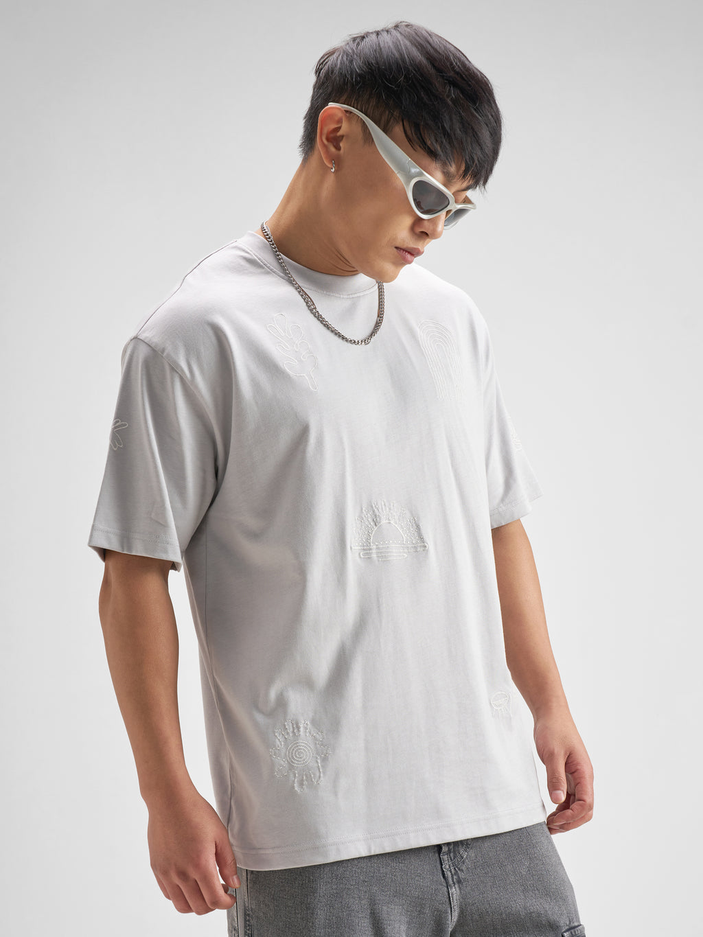 Highlander Men Lavender Embroidered Round Neck T-Shirt - Lavender - Image 6