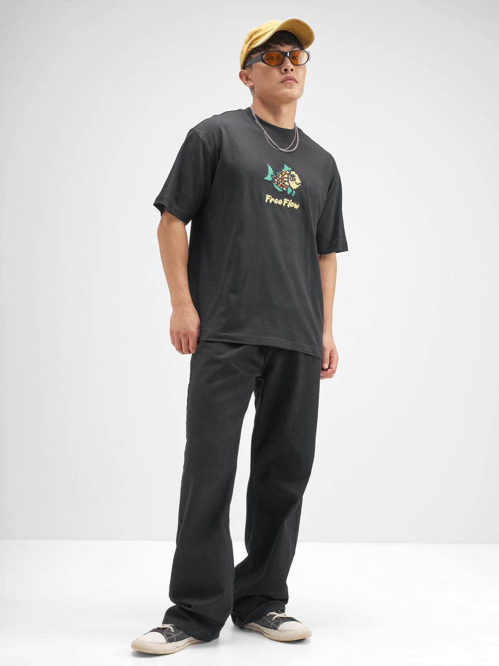 Highlander Men Black Embroidered Round Neck T-Shirt - Black - Image 2
