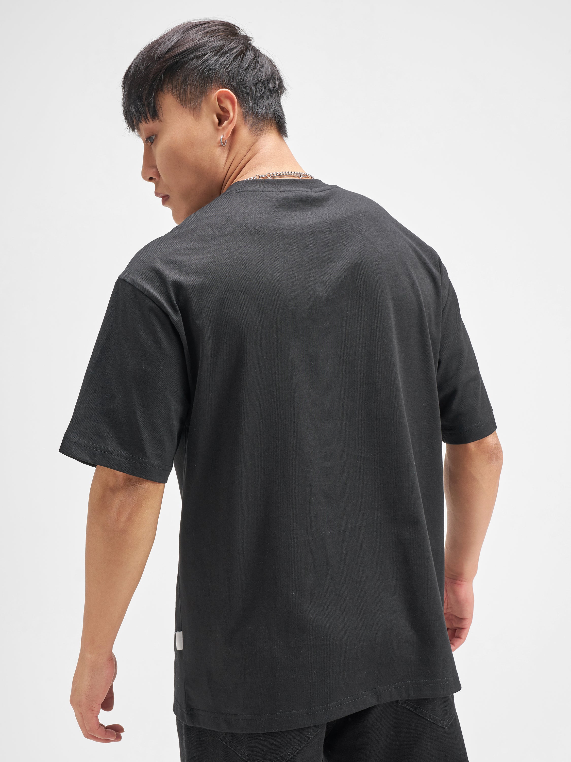 Highlander Men Black Embroidered Round Neck T-Shirt - Black - Image 3