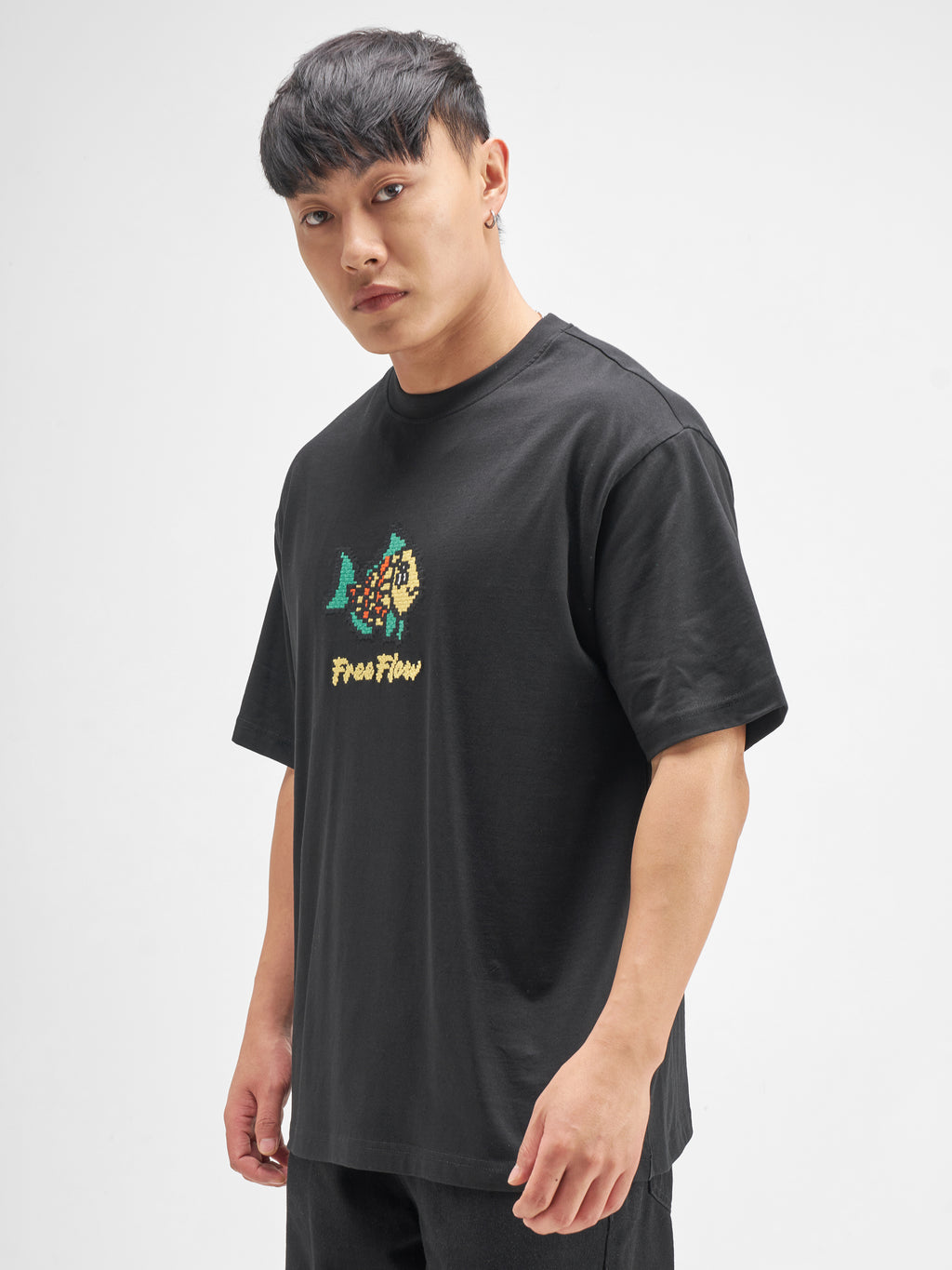 Highlander Men Black Embroidered Round Neck T-Shirt - Black - Image 4